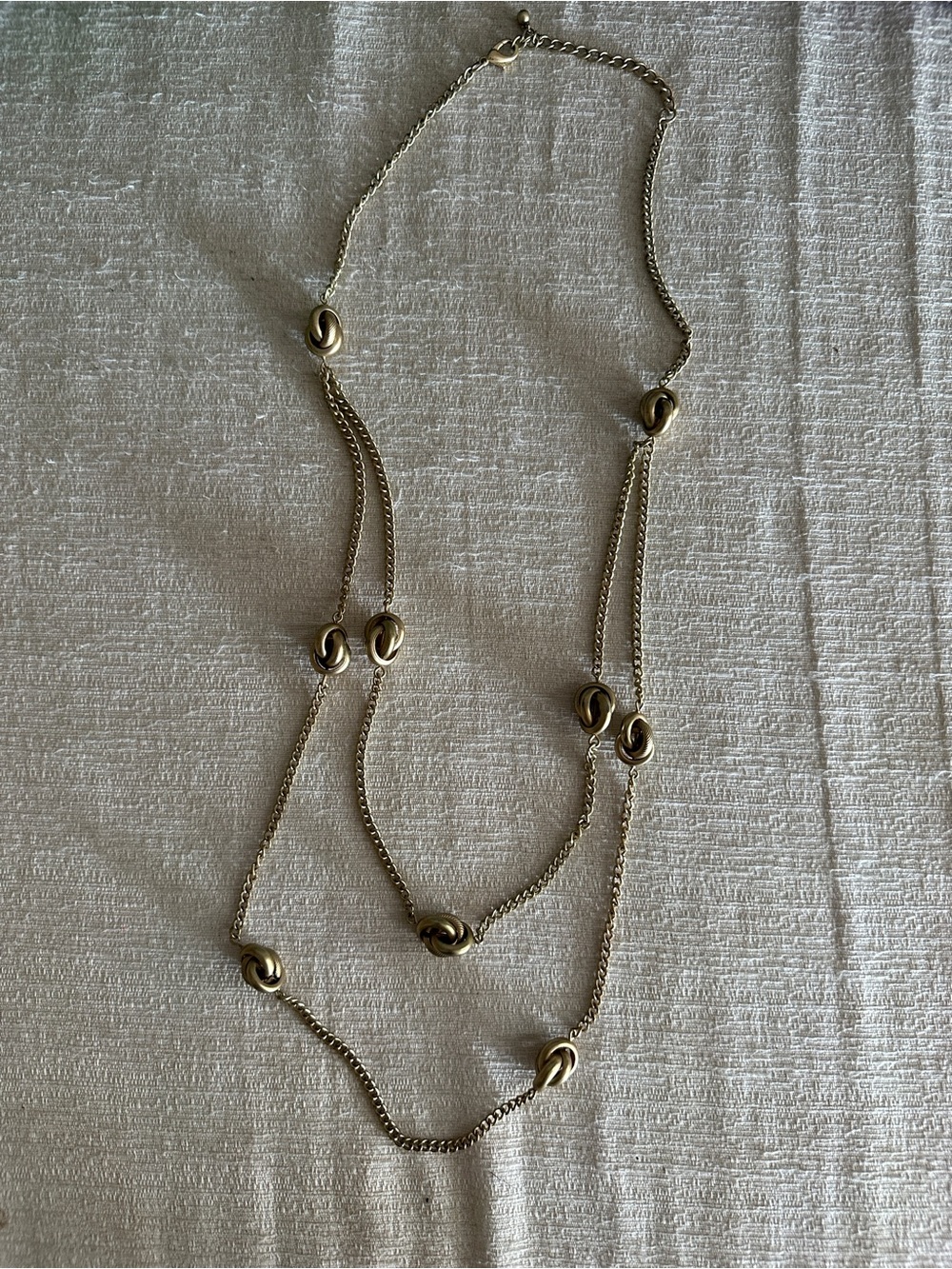 Long Gold Multi-Strand Knot Accent Necklace - Women Jewelry